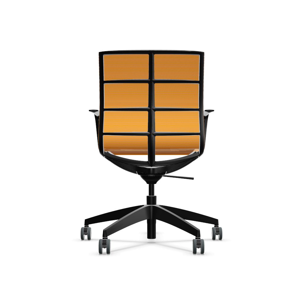 Workwell Sedus sejoy se joy Drehstuhl mit Sitz und Ruecken mit Membran orange und Gestell schwarz inklusive Armlehnen
