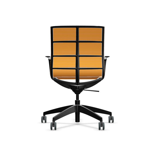 Workwell Sedus sejoy se joy Drehstuhl mit Sitz und Ruecken mit Membran orange und Gestell schwarz inklusive Armlehnen