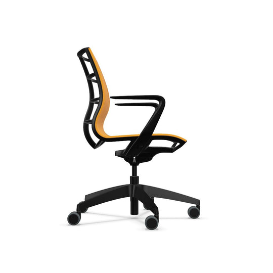 Workwell Sedus sejoy se joy Drehstuhl mit Sitz und Ruecken mit Membran orange und Gestell schwarz inklusive Armlehnen