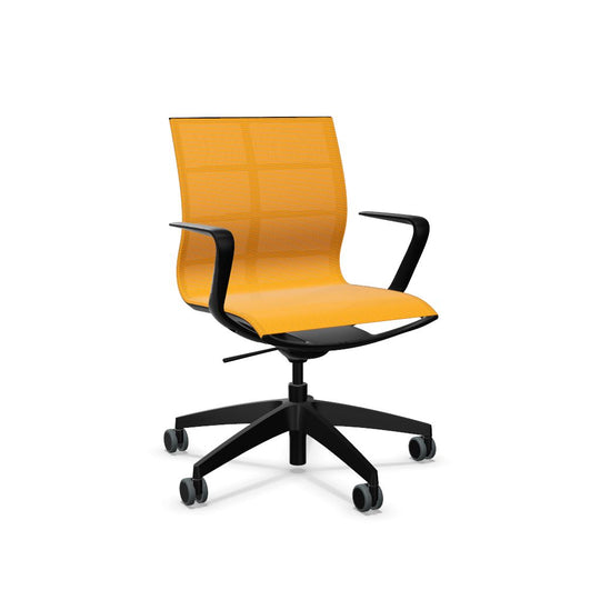Workwell Sedus sejoy se joy Drehstuhl mit Sitz und Ruecken mit Membran orange und Gestell schwarz inklusive Armlehnen