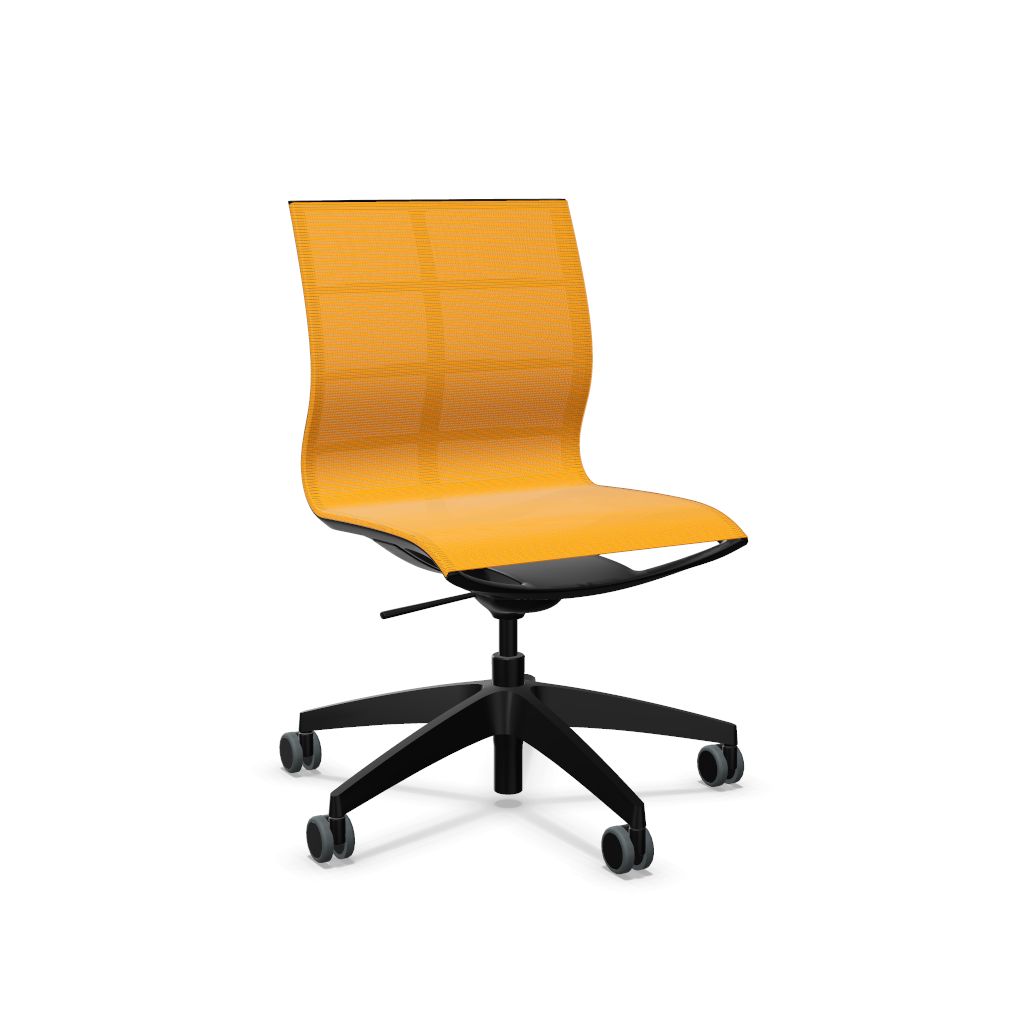 Workwell Sedus sejoy se joy Drehstuhl mit Sitz und Ruecken mit Membran orange und Gestell schwarz