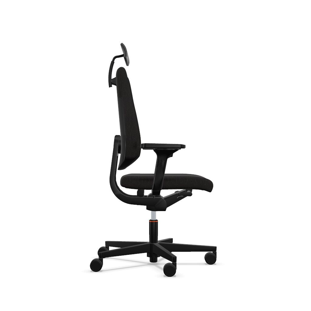 Workwell Sedus blackdot black dot Drehstuhl mit schwarzem Gestell und Bezug schwarz inklusive Nackenstütze und Armlehnen