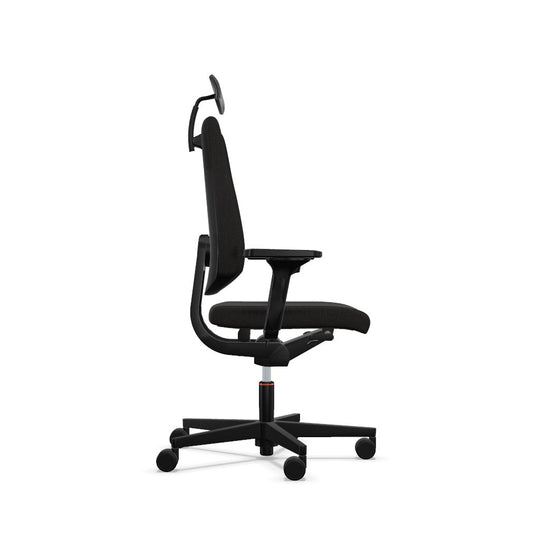 Workwell Sedus blackdot black dot Drehstuhl mit schwarzem Gestell und Bezug schwarz inklusive Nackenstütze und Armlehnen