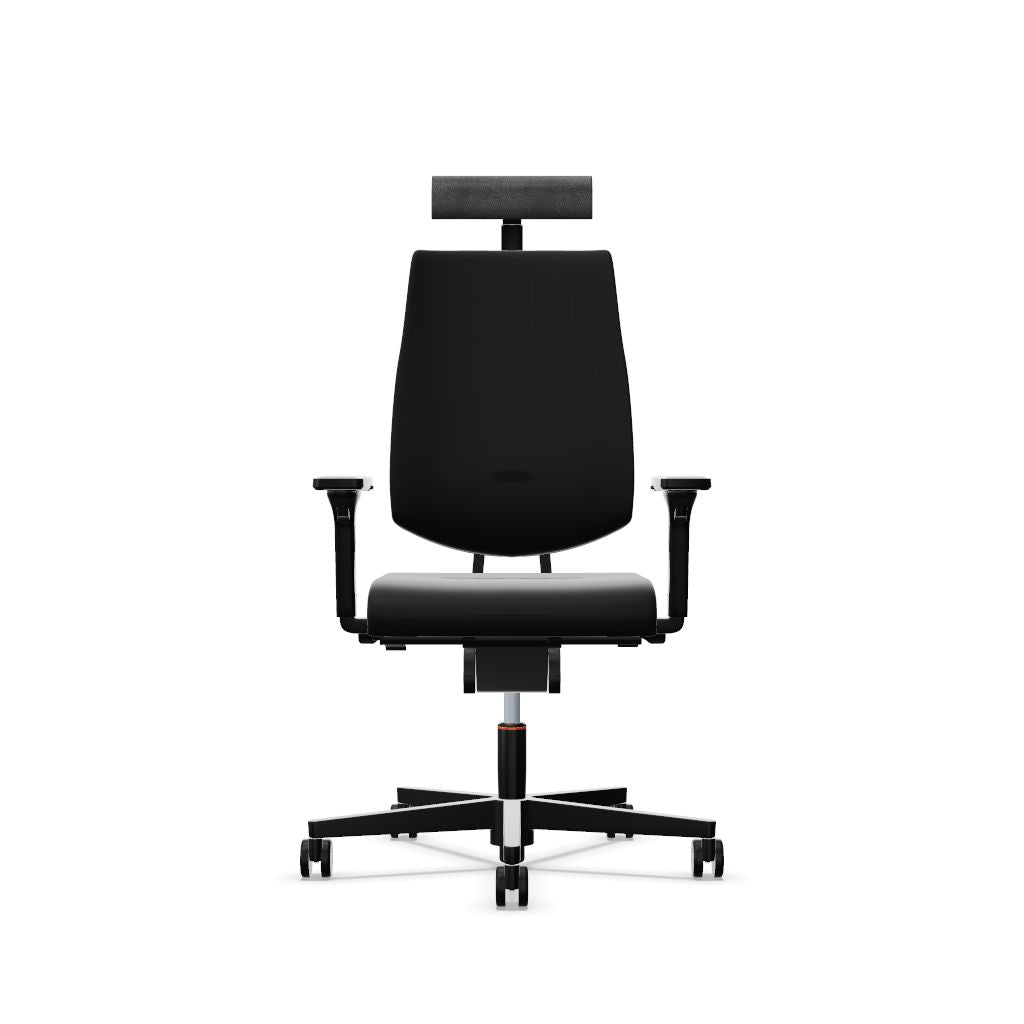 Workwell Sedus blackdot black dot Drehstuhl mit schwarzem Gestell und Bezug schwarz inklusive Nackenstütze und Armlehnen