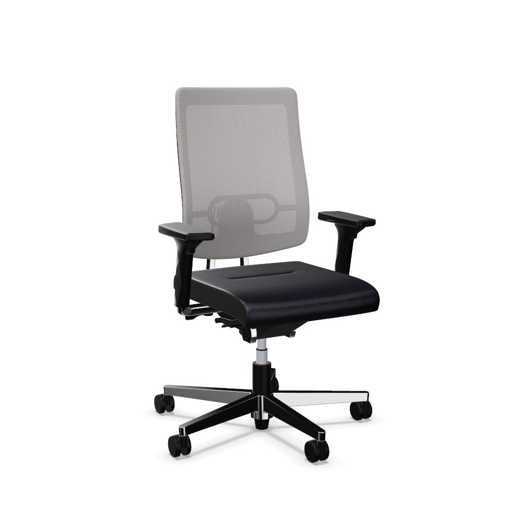 Workwell Sedus blackdot 24 black dot 24 Drehstuhl mit Netzrücken mit Membran hellgrau, Bezug dunkelblau, Fuss poliert inklusive Armlehnen