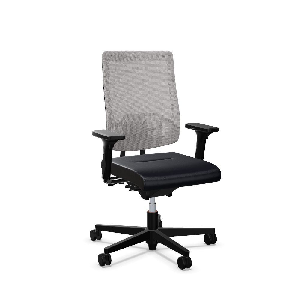 Workwell Sedus blackdot 24 black dot 24 Drehstuhl mit Netzrücken mit Membran hellgrau, Bezug dunkelblau, Fuss schwarz inklusive Armlehnen