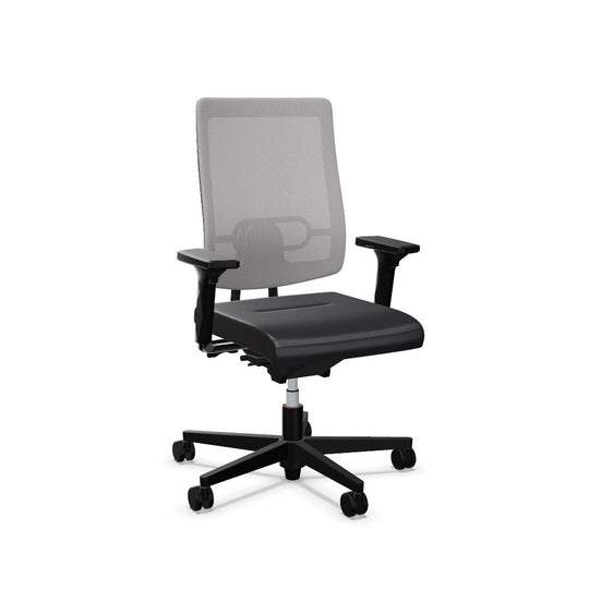 Workwell Sedus blackdot 24 black dot 24 Drehstuhl mit Netzrücken mit Membran hellgrau, Bezug dunkelgrau, Fuss schwarz inklusive Armlehnen
