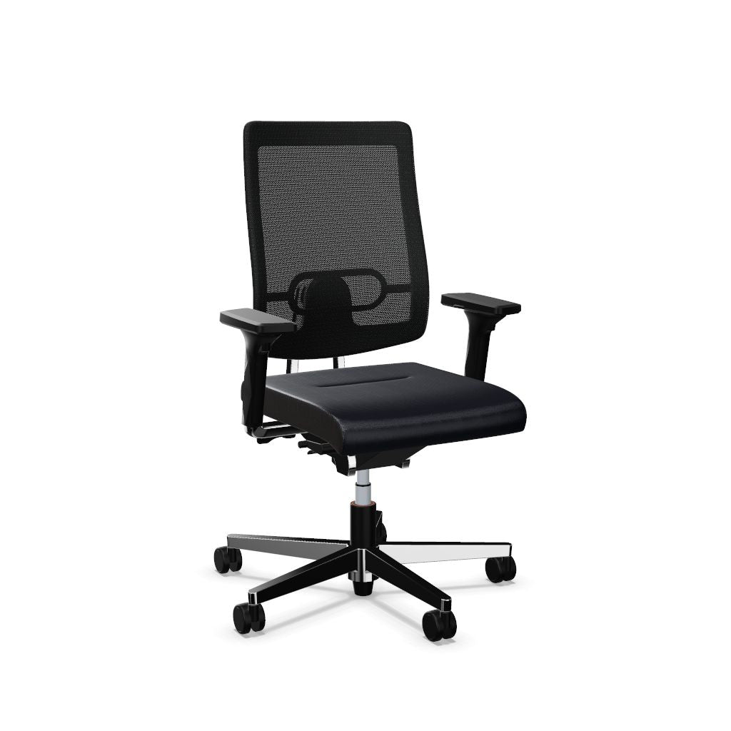 Workwell Sedus blackdot 24 black dot 24 Drehstuhl mit Netzrücken mit Membran schwarz, Bezug dunkelblau, Fuss poliert inklusive Armlehnen