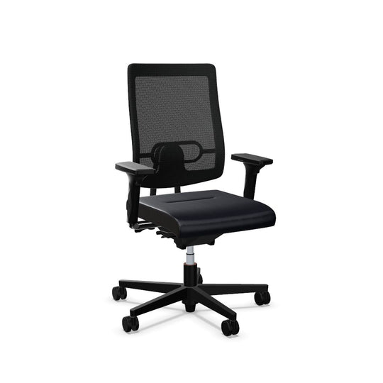 Workwell Sedus blackdot 24 black dot 24 Drehstuhl mit Netzrücken mit Membran schwarz, Bezug dunkelblau, Fuss schwarz inklusive Armlehnen