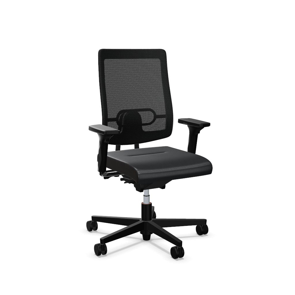 Workwell Sedus blackdot 24 black dot 24 Drehstuhl mit Netzrücken mit Membran schwarz, Bezug dunkelgrau, Fuss schwarz inklusive Armlehnen