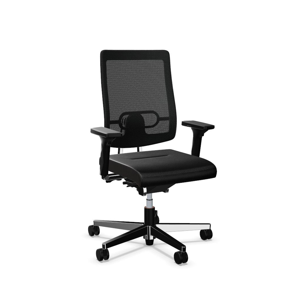 Workwell Sedus blackdot 24 black dot 24 Drehstuhl mit Netzrücken mit Membran schwarz, Bezug schwarz, Fuss poliert inklusive Armlehnen