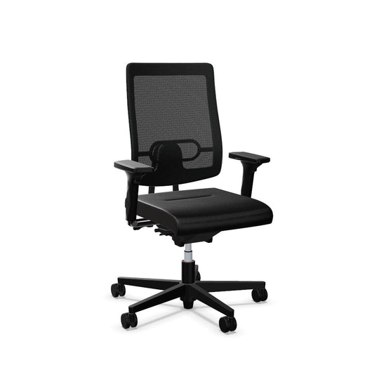Workwell Sedus blackdot 24 black dot 24 Drehstuhl mit Netzrücken mit Membran schwarz, Bezug schwarz, Fuss schwarz inklusive Armlehnen