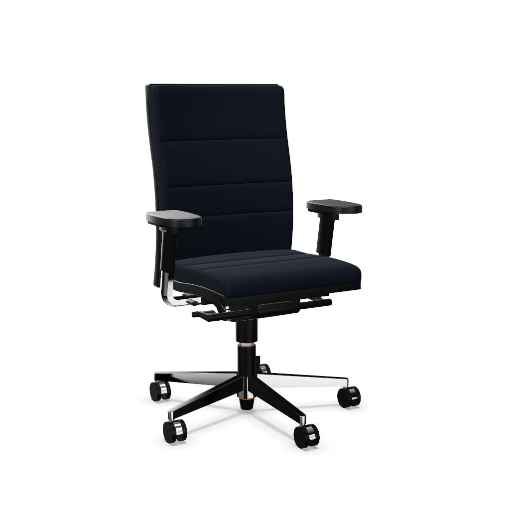 Workwell Sedus mr 24 Drehstuhl mit Bezug dunkelblau und mit poliertem Fuss inklusive Armlehnen