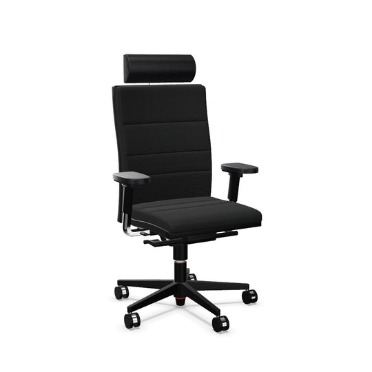 Workwell Sedus mr 24 Drehstuhl XXL mit Bezug dunkelgrau, Fuss schwarz inklusive Armlehnen und Nackenstütze