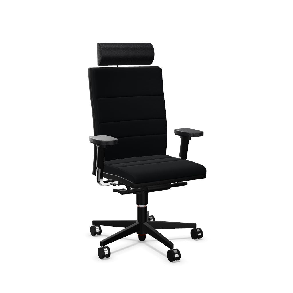 Workwell Sedus mr 24 Drehstuhl XXL mit Bezug schwarz, Fuss schwarz inklusive Armlehnen und Nackenstütze