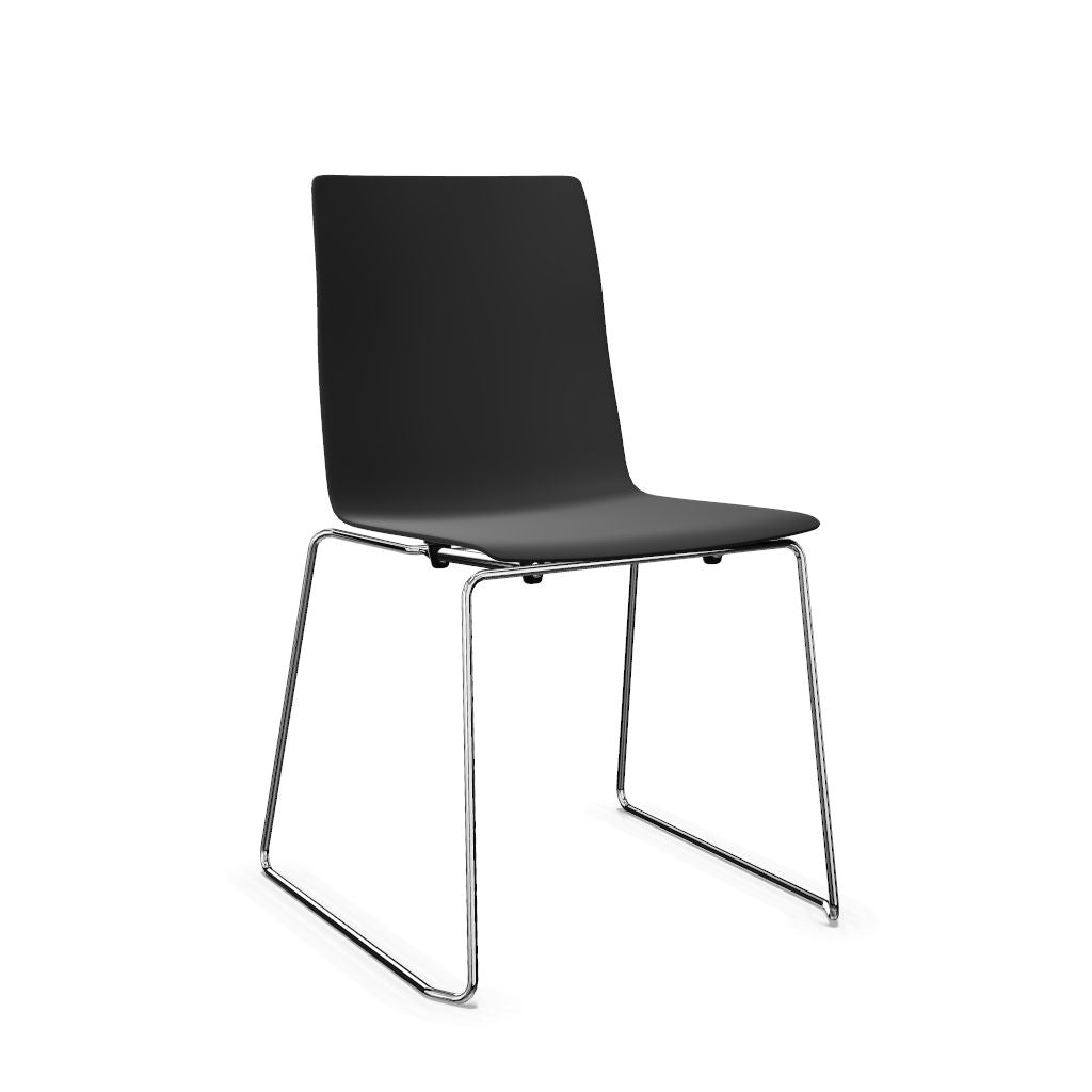 Workwell Sedus meetchair meet chair Kufenstuhl mit Kunststoff-Sitz anthrazit und Gestell poliert, stapelbar