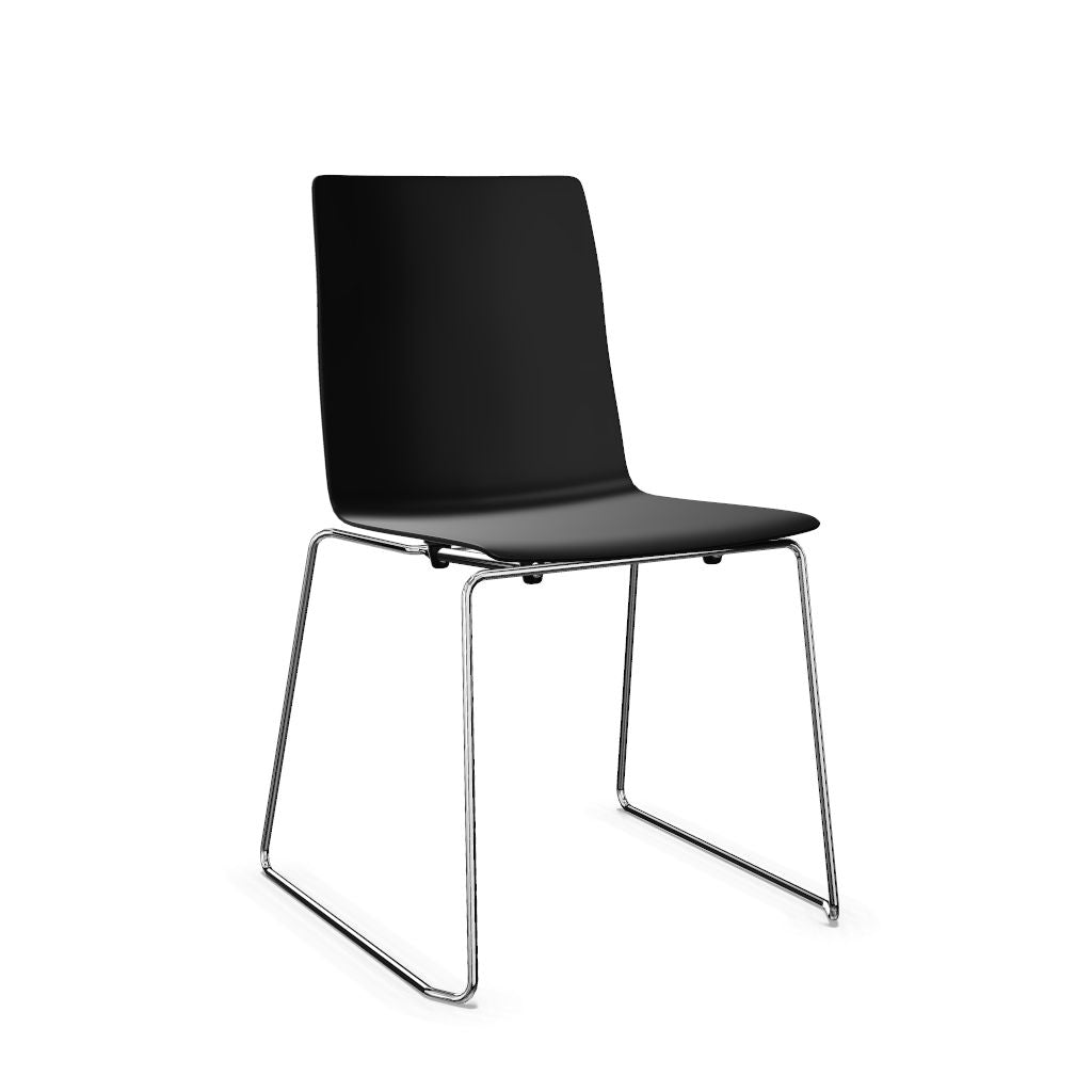 Workwell Sedus meetchair meet chair Kufenstuhl mit Kunststoff-Sitz schwarz und Gestell poliert, stapelbar