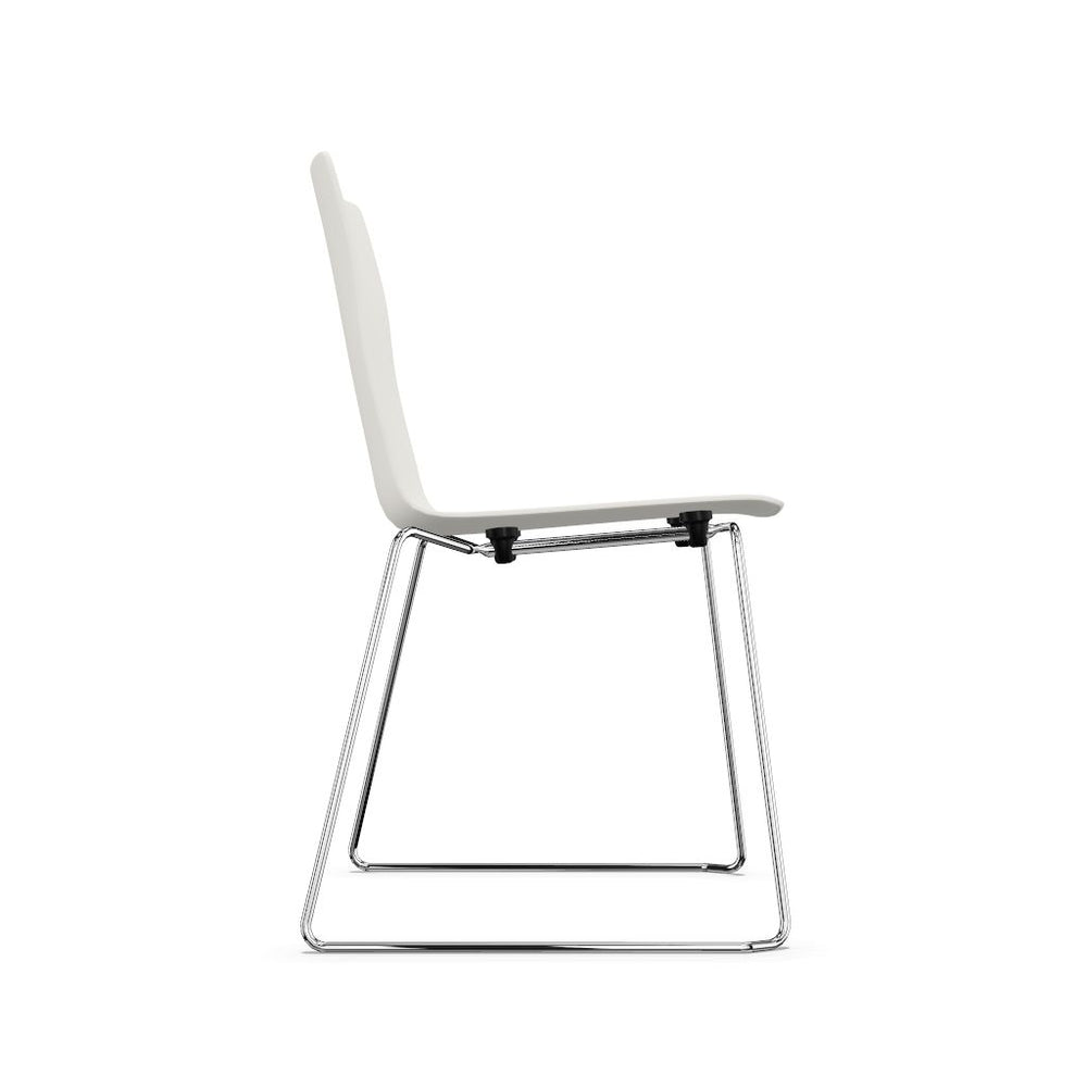 Workwell Sedus meetchair meet chair Kufenstuhl mit Kunststoff-Sitz weiss und Gestell poliert, stapelbar
