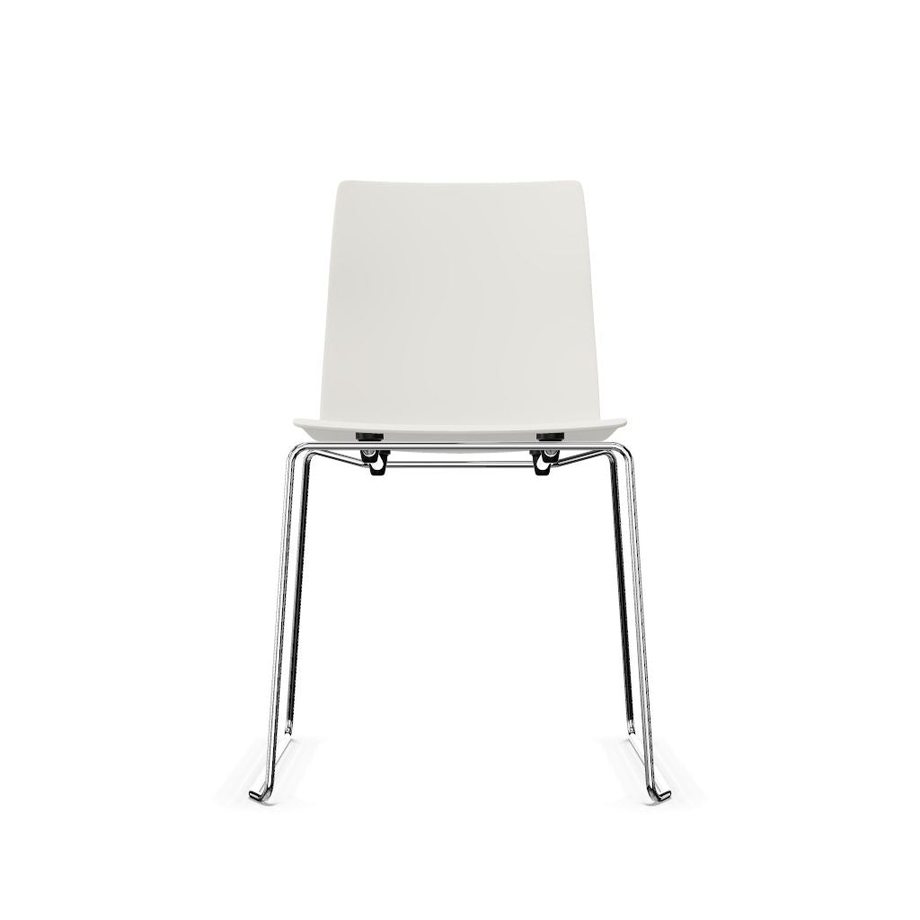 Workwell Sedus meetchair meet chair Kufenstuhl mit Kunststoff-Sitz weiss und Gestell poliert, stapelbar