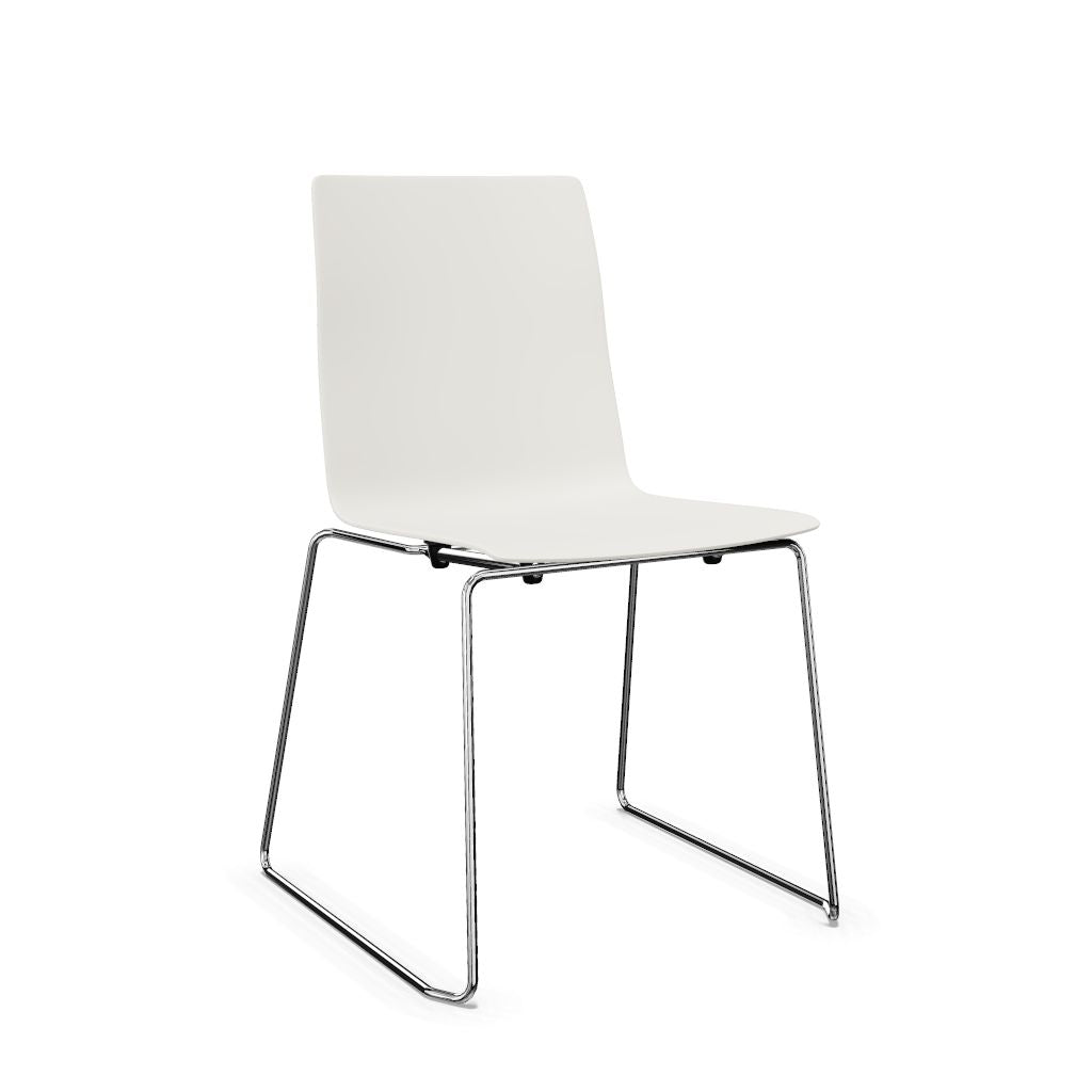 Workwell Sedus meetchair meet chair Kufenstuhl mit Kunststoff-Sitz weiss und Gestell poliert, stapelbar