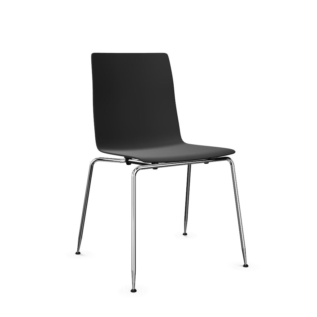 Workwell Sedus meet chair Vierfuss Stuhl, Kunststoff-Sitz anthrazit und Gestell poliert, platzsparend stapelbar