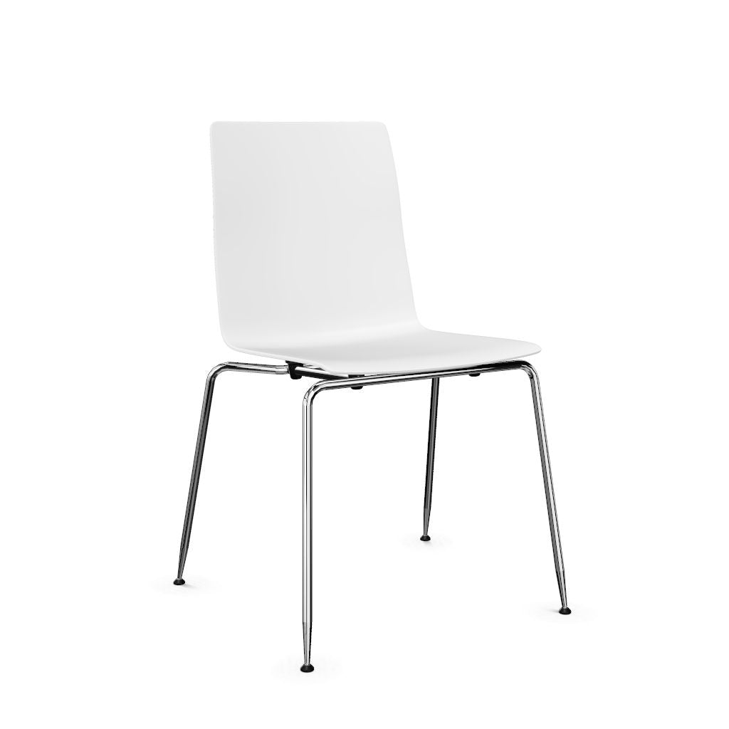 Workwell Sedus meet chair Vierfuss Stuhl, Kunststoff-Sitz weiss und Gestell poliert, platzsparend stapelbar