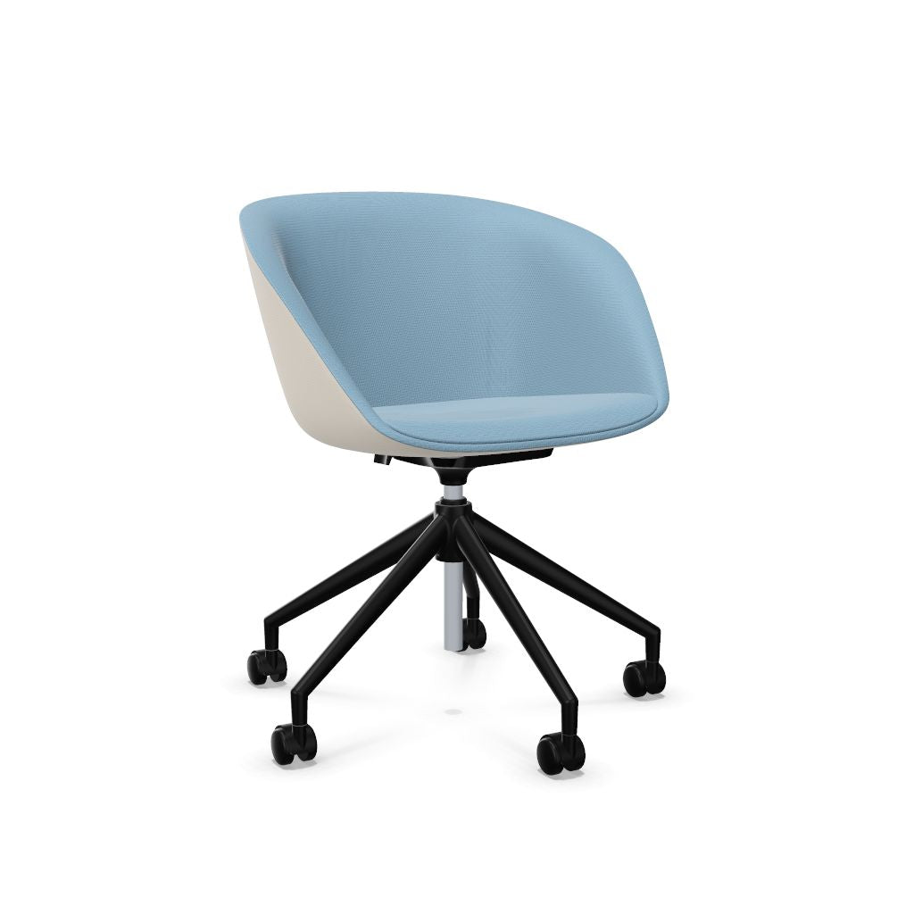 Workwell Sedus on spot cosy Drehstuhl mit Aussenbezug creme, Innenbezug graublau und Fuss schwarz