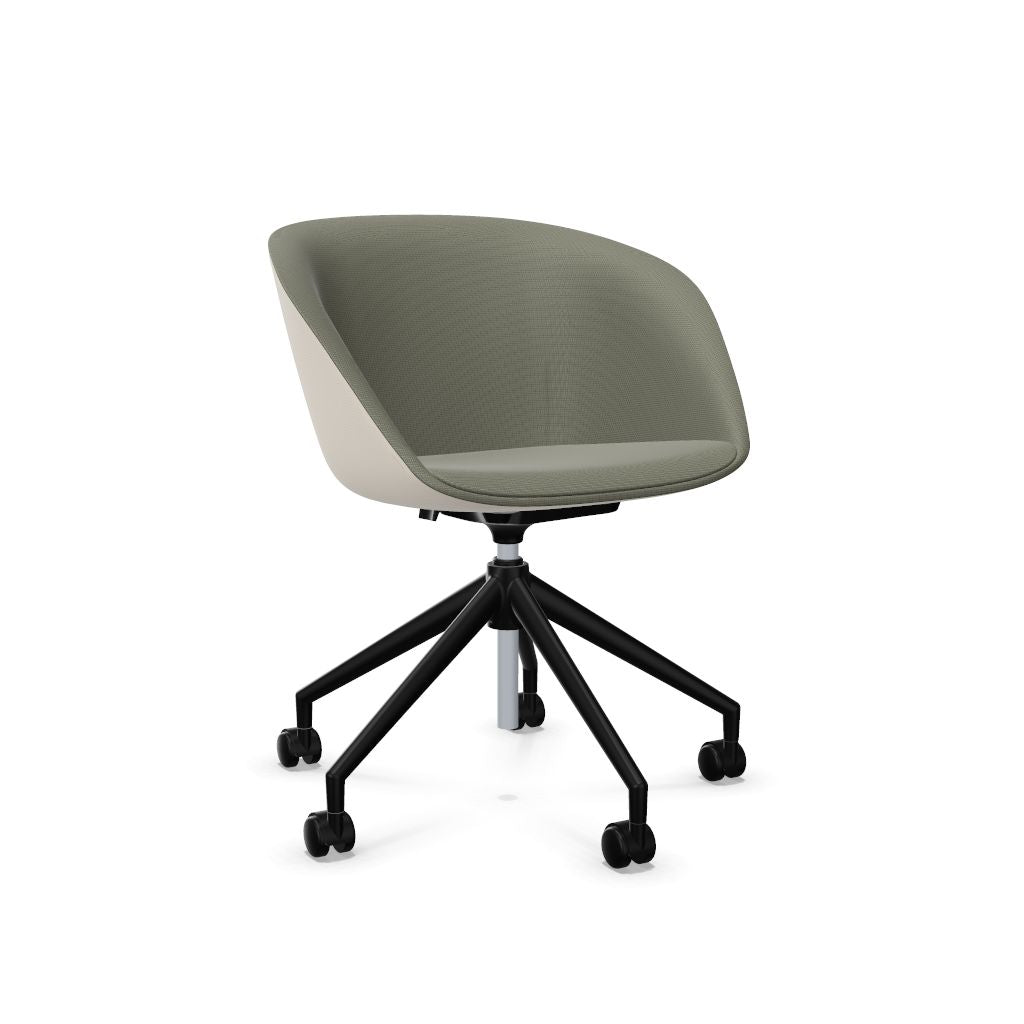 Workwell Sedus on spot cosy Drehstuhl mit Aussenbezug creme, Innenbezug hellgrau und Fuss schwarz