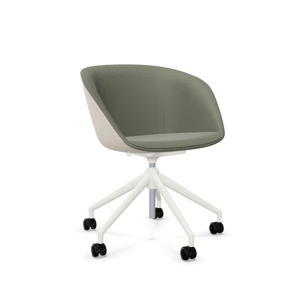 Workwell Sedus on spot cosy Drehstuhl mit Aussenbezug creme, Innenbezug hellgrau und Fuss weiss