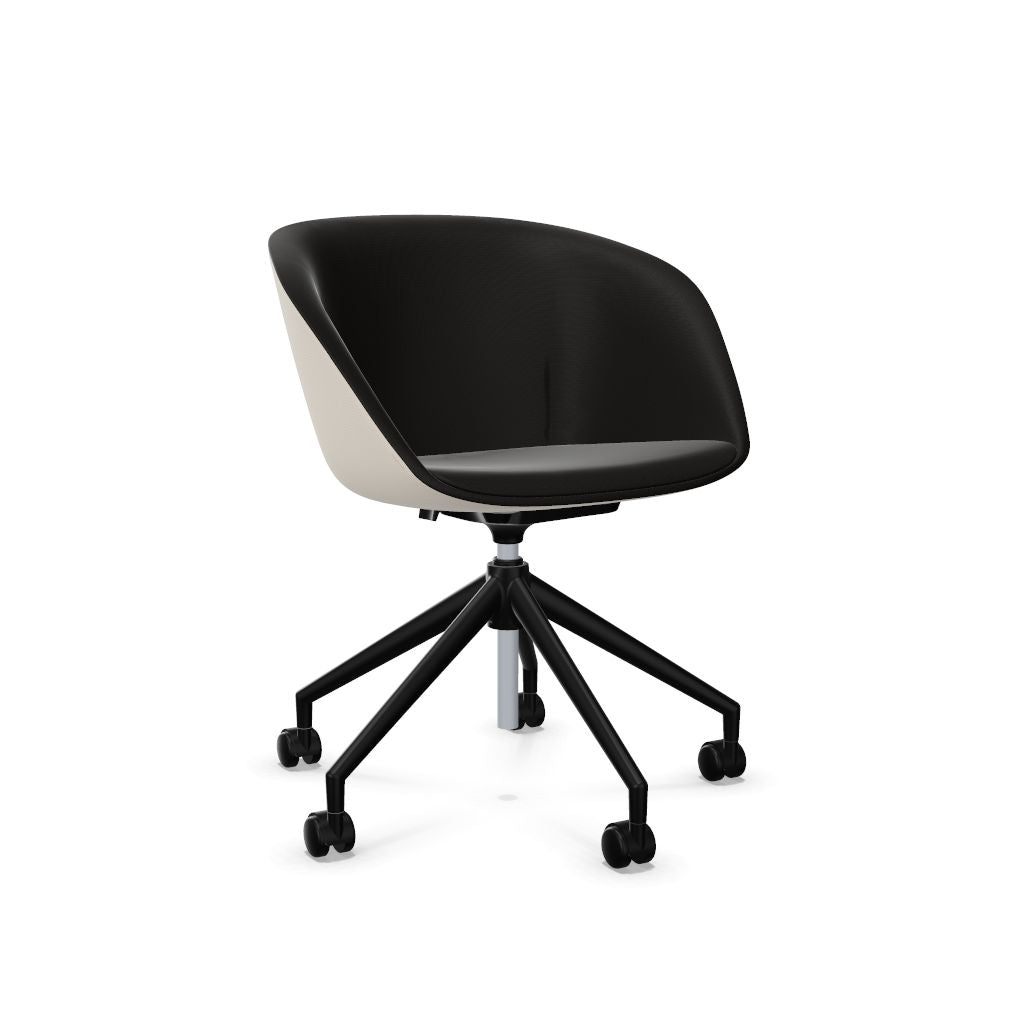 Workwell Sedus on spot cosy Drehstuhl mit Aussenbezug creme, Innenbezug schwarz und Fuss schwarz
