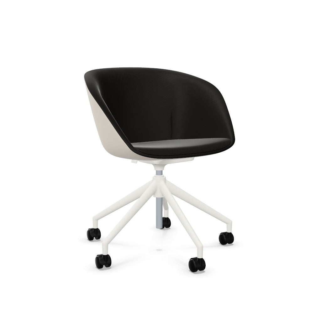 Workwell Sedus on spot cosy Drehstuhl mit Aussenbezug creme, Innenbezug schwarz und Fuss weiss