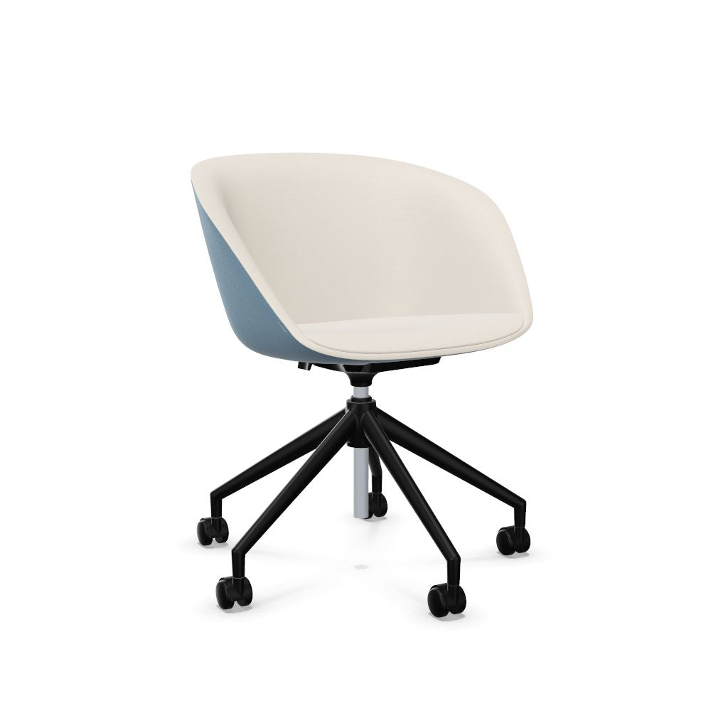 Workwell Sedus on spot cosy Drehstuhl mit Aussenbezug graublau, Innenbezug creme und Fuss schwarz