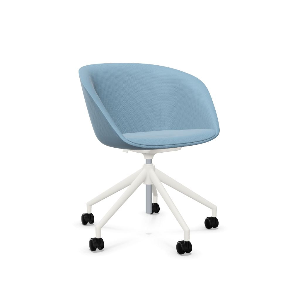 Workwell Sedus on spot cosy Drehstuhl mit Aussenbezug graublau, Innenbezug graublau und Fuss weiss