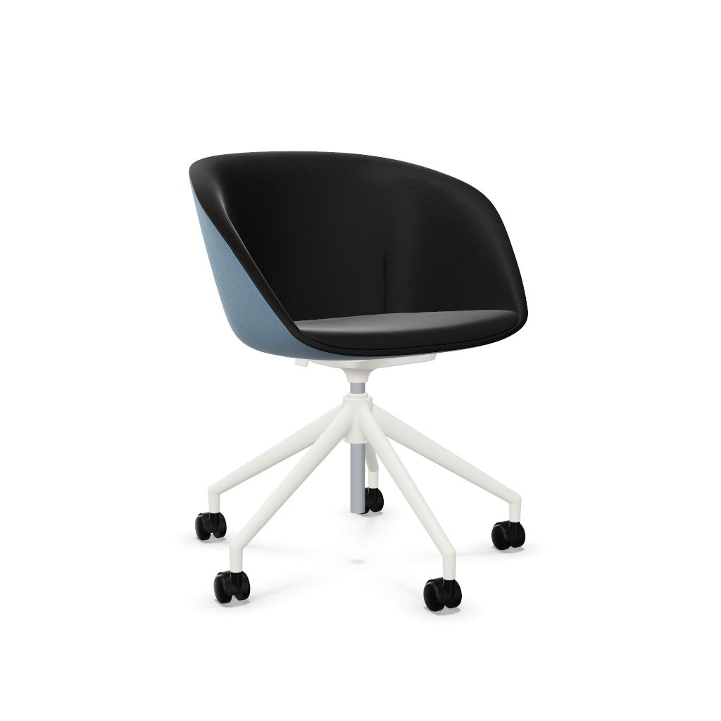 Workwell Sedus on spot cosy Drehstuhl mit Aussenbezug graublau, Innenbezug schwarz und Fuss weiss