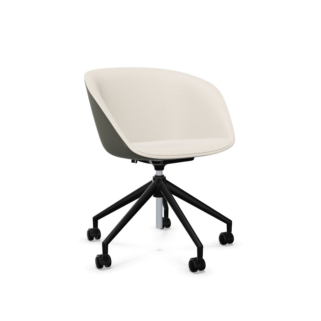 Workwell Sedus on spot cosy Drehstuhl mit Aussenbezug hellgrau, Innenbezug creme und Fuss schwarz