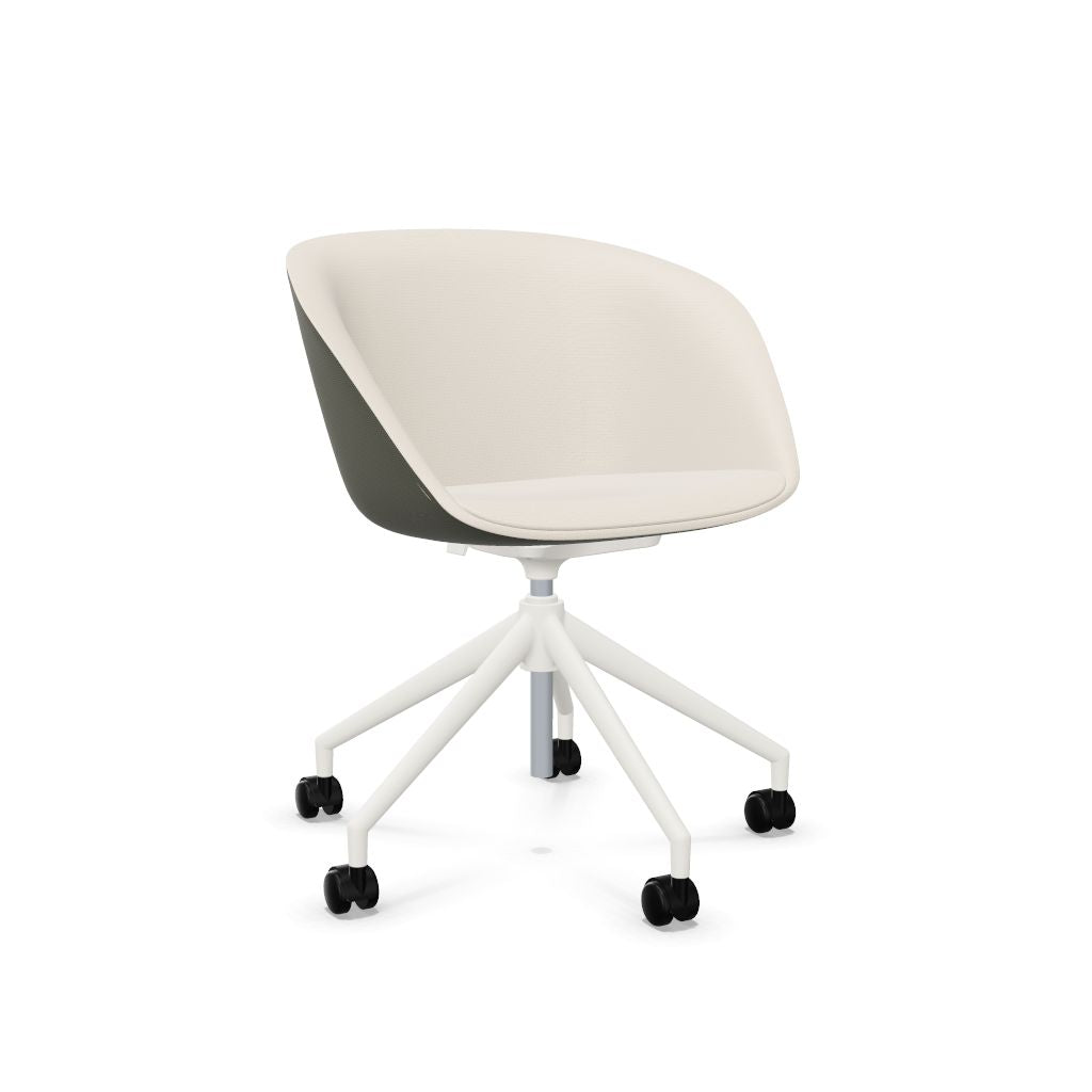 Workwell Sedus on spot cosy Drehstuhl mit Aussenbezug hellgrau, Innenbezug creme und Fuss weiss