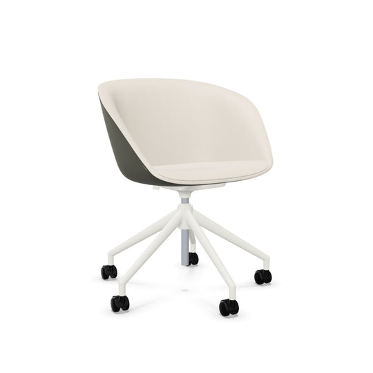Workwell Sedus on spot cosy Drehstuhl mit Aussenbezug hellgrau, Innenbezug creme und Fuss weiss