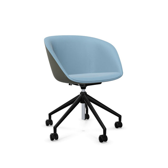 Workwell Sedus on spot cosy Drehstuhl mit Aussenbezug hellgrau, Innenbezug graublau und Fuss schwarz
