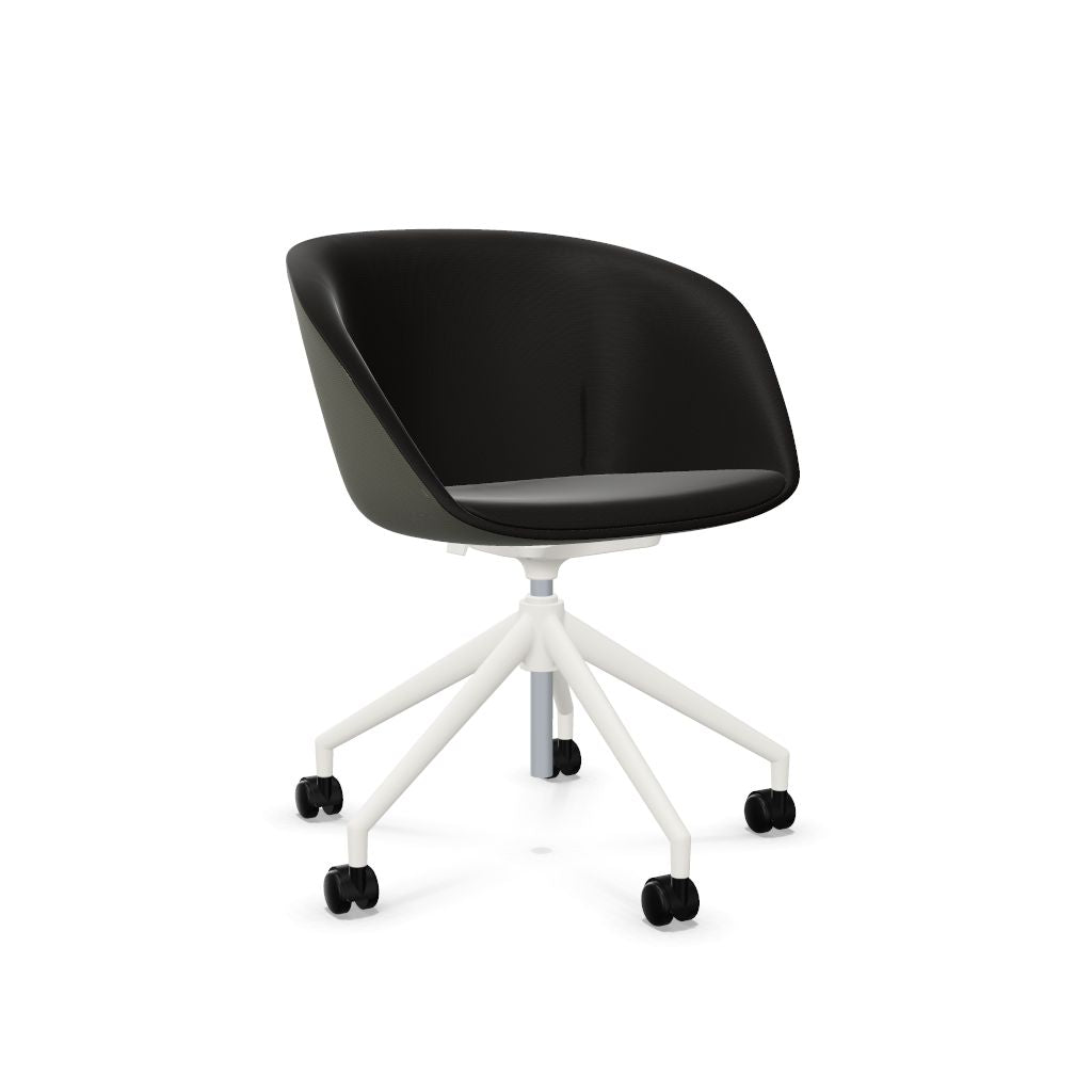 Workwell Sedus on spot cosy Drehstuhl mit Aussenbezug hellgrau, Innenbezug schwarz und Fuss weiss