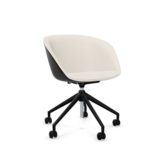 Workwell Sedus on spot cosy Drehstuhl mit Aussenbezug schwarz, Innenbezug creme und Fuss schwarz