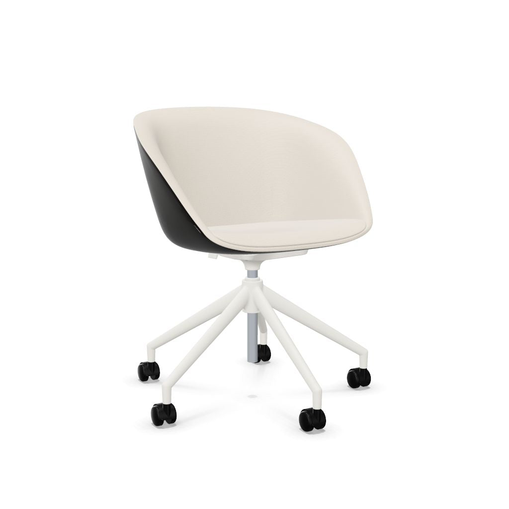 Workwell Sedus on spot cosy Drehstuhl mit Aussenbezug schwarz, Innenbezug creme und Fuss weiss