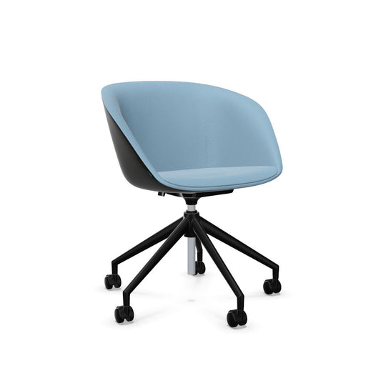 Workwell Sedus on spot cosy Drehstuhl mit Aussenbezug schwarz, Innenbezug graublau und Fuss schwarz
