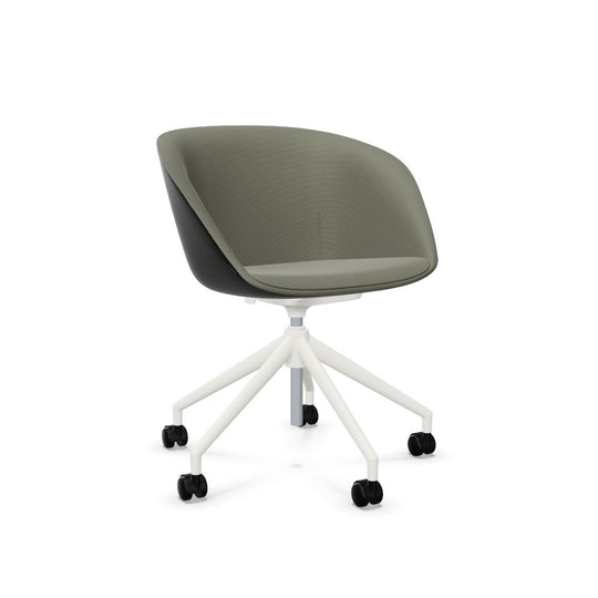 Workwell Sedus on spot cosy Drehstuhl mit Aussenbezug schwarz, Innenbezug hellgrau und Fuss weiss