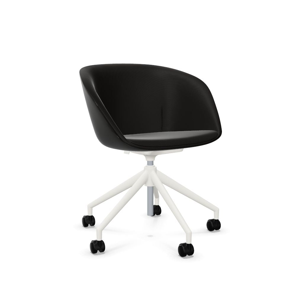 Workwell Sedus on spot cosy Drehstuhl mit Aussenbezug schwarz, Innenbezug schwarz und Fuss weiss