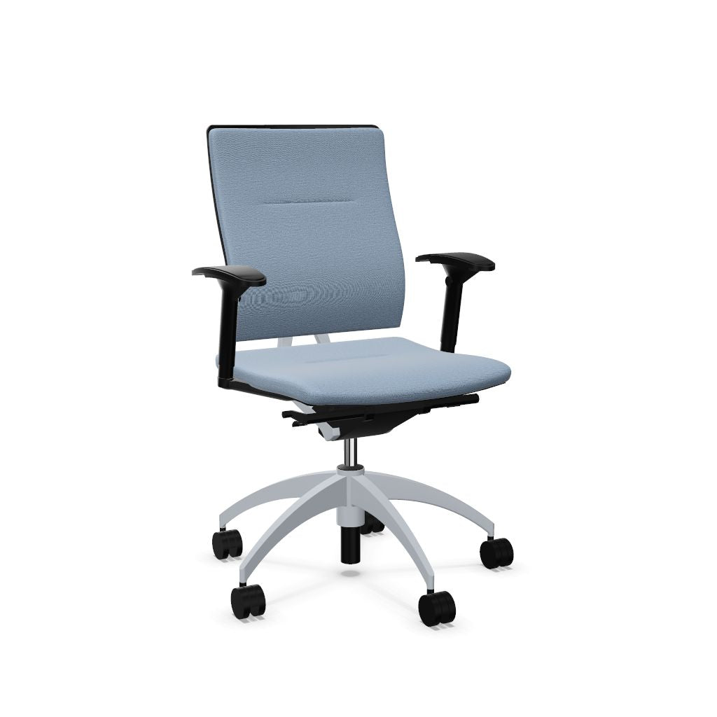 Workwell Sedus openup open up Drehstuhl mit Bezug blau und Fuss aluminium inklusive Armlehnen