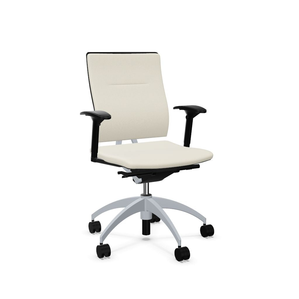 Workwell Sedus openup open up Drehstuhl mit Bezug creme und Fuss aluminium inklusive Armlehnen