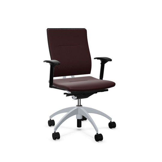 Workwell Sedus openup open up Drehstuhl mit Bezug dunkelrot und Fuss aluminium inklusive Armlehnen