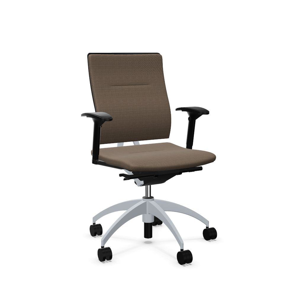 Workwell Sedus openup open up Drehstuhl mit Bezug graubraun und Fuss aluminium inklusive Armlehnen