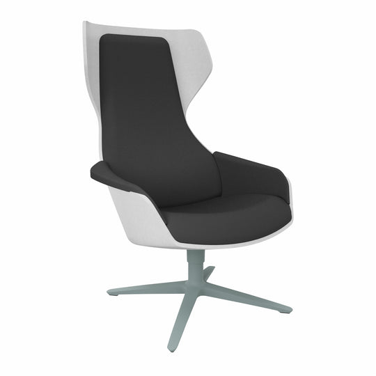 Workwell Sedus selounge se lounge Sessel mit Sitzschale Außenbezug in Filz hellgrau, Sitzpolster Rückenpolster Armlehnen in schwarz und Fuss fjördgrün