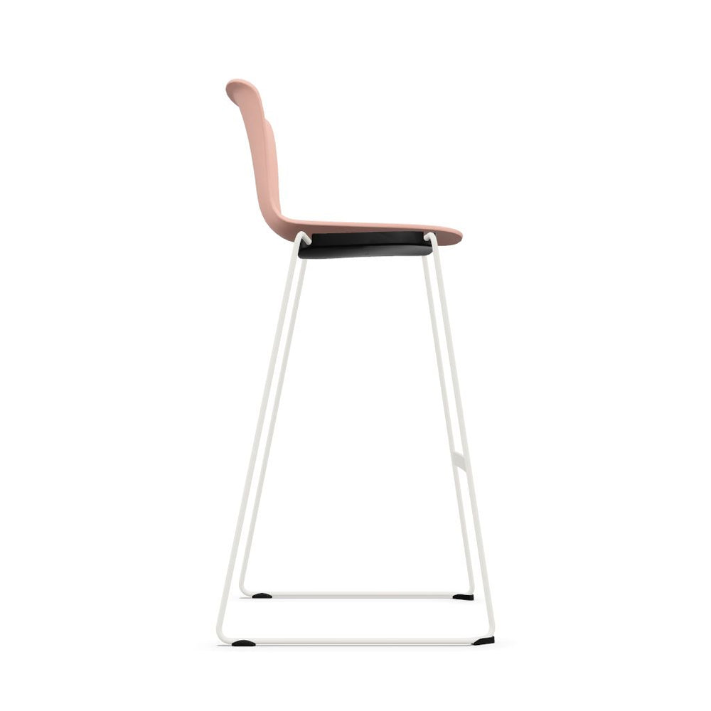 Workwell Sedus sespot se spot skid high Kufenstuhl Hocker Barstuhl mit Kunststoff-Sitz antikrosa und Gestell weiss, stapelbar